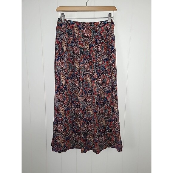 Vintage Field's Choice Paisley Pleated Skirt Womens Sz 10 Midi Made In USA Fall - Picture 1 of 8